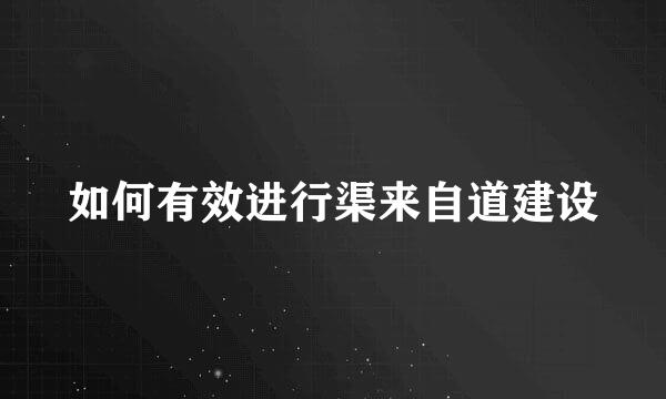 如何有效进行渠来自道建设