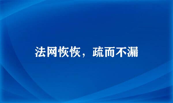 法网恢恢，疏而不漏