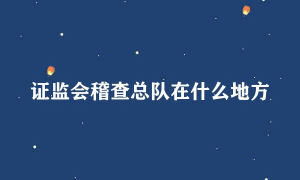 证监会稽查总队在什么地方