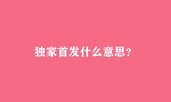 独家首发什么意思？