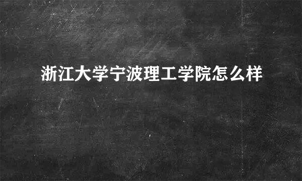 浙江大学宁波理工学院怎么样