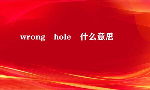 wrong hole 什么意思