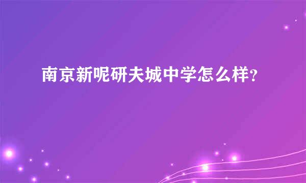 南京新呢研夫城中学怎么样？