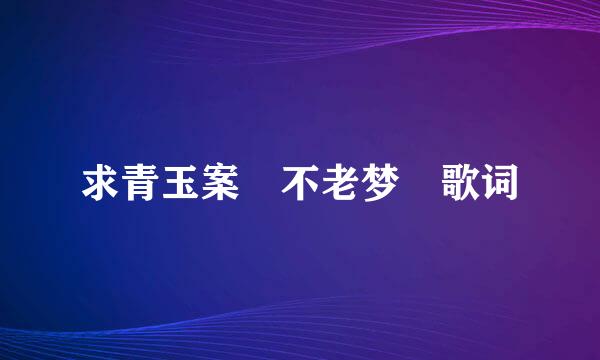 求青玉案 不老梦 歌词