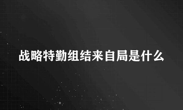 战略特勤组结来自局是什么