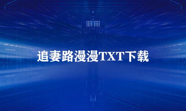 追妻路漫漫TXT下载