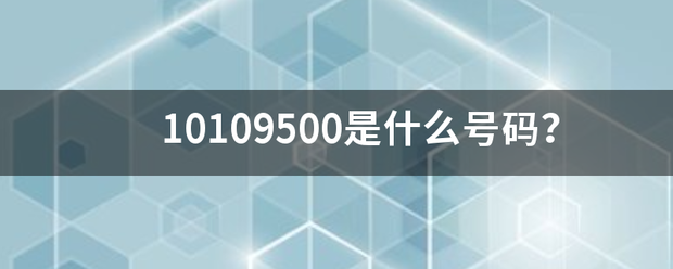 10109500是什么号码？