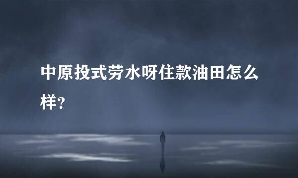 中原投式劳水呀住款油田怎么样？