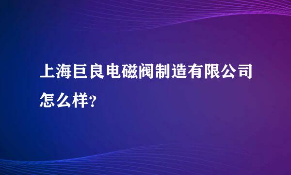 上海巨良电磁阀制造有限公司怎么样？