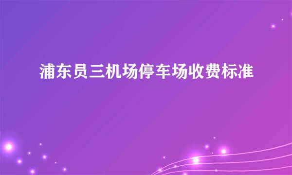 浦东员三机场停车场收费标准