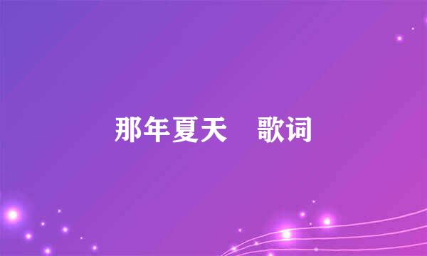 那年夏天 歌词