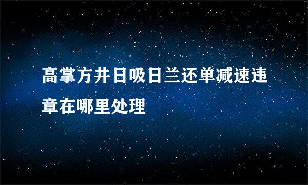 高掌方井日吸日兰还单减速违章在哪里处理