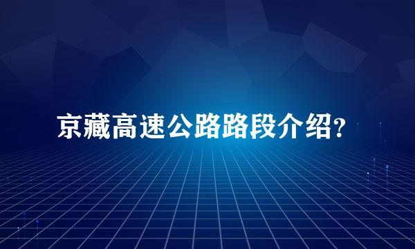 京藏高速公路路段介绍？