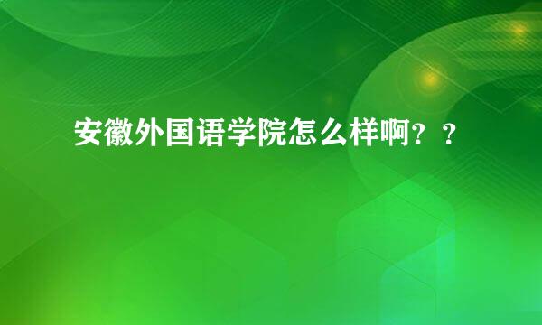 安徽外国语学院怎么样啊？？