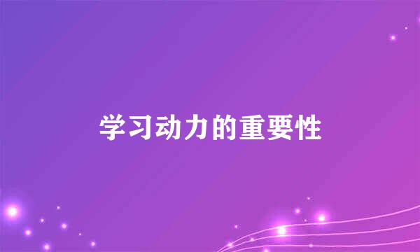 学习动力的重要性