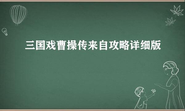 三国戏曹操传来自攻略详细版