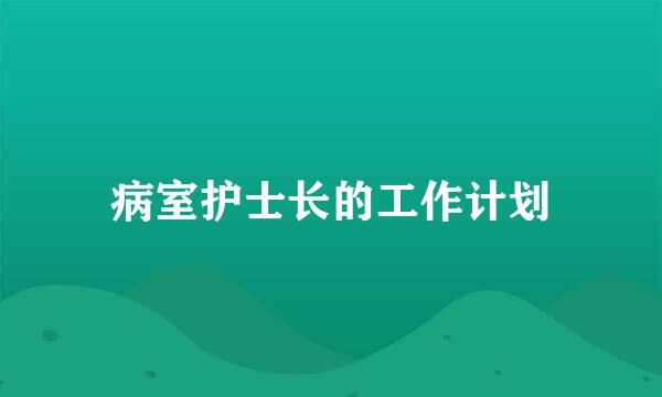 病室护士长的工作计划