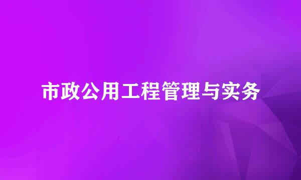 市政公用工程管理与实务