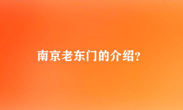 南京老东门的介绍？