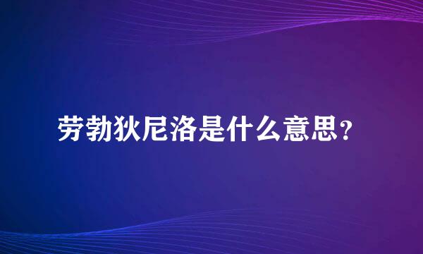 劳勃狄尼洛是什么意思？