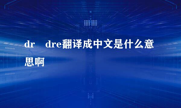 dr dre翻译成中文是什么意思啊