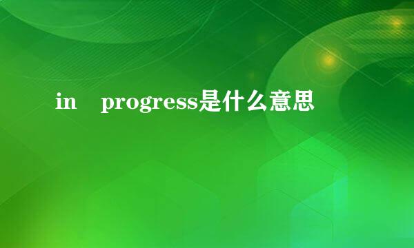 in progress是什么意思