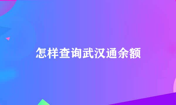 怎样查询武汉通余额