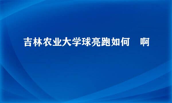 吉林农业大学球亮跑如何 啊