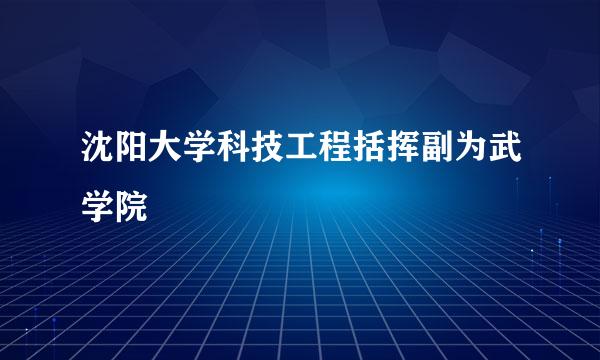 沈阳大学科技工程括挥副为武学院