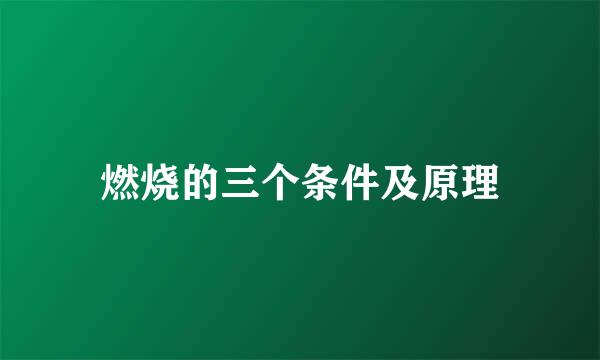 燃烧的三个条件及原理