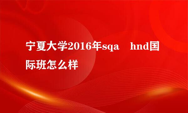 宁夏大学2016年sqa hnd国际班怎么样