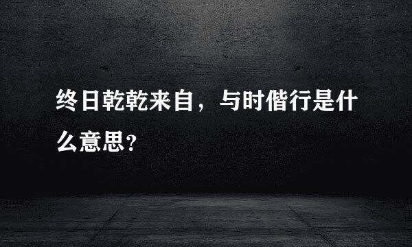 终日乾乾来自，与时偕行是什么意思？