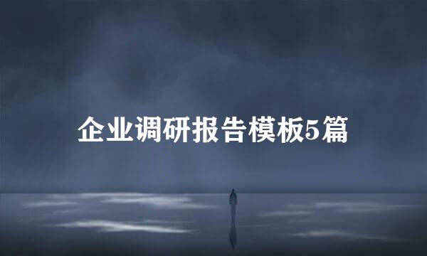 企业调研报告模板5篇