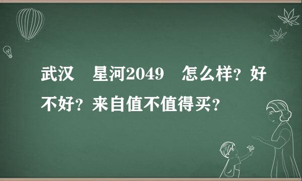 武汉 星河2049 怎么样？好不好？来自值不值得买？