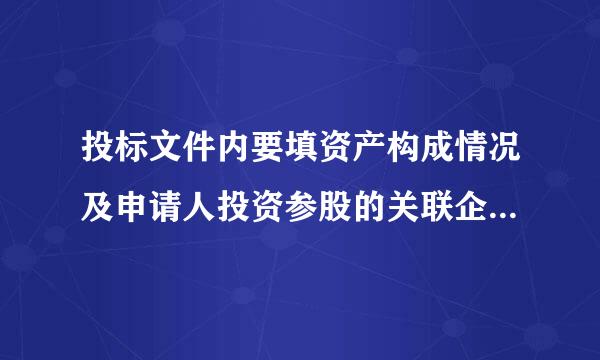 投标文件内要填资产构成情况及申请人投资参股的关联企业情况怎么填