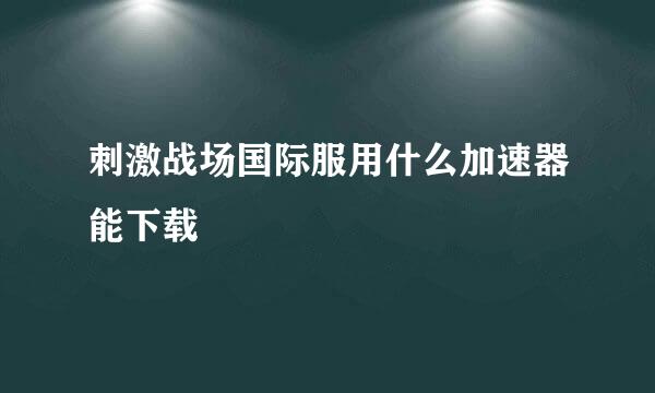 刺激战场国际服用什么加速器能下载