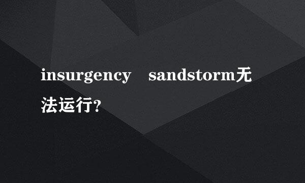 insurgency sandstorm无法运行？