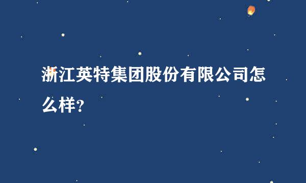 浙江英特集团股份有限公司怎么样？