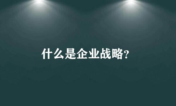 什么是企业战略？