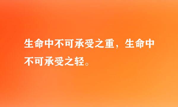 生命中不可承受之重，生命中不可承受之轻。