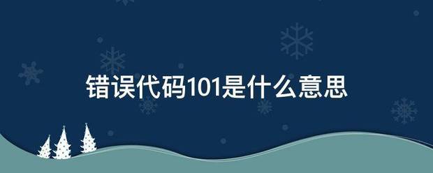 错误代码101是什么意思