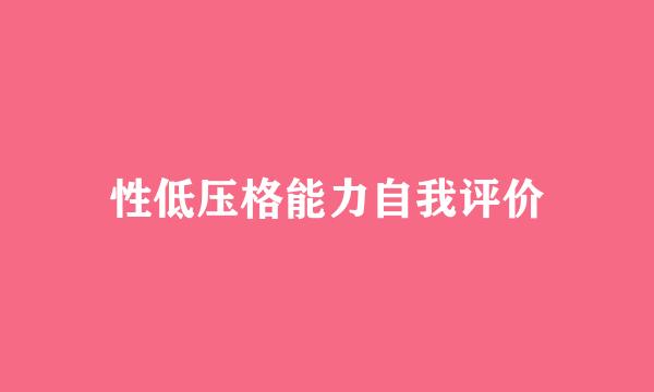 性低压格能力自我评价