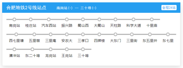 合肥2号线地铁站点线路图