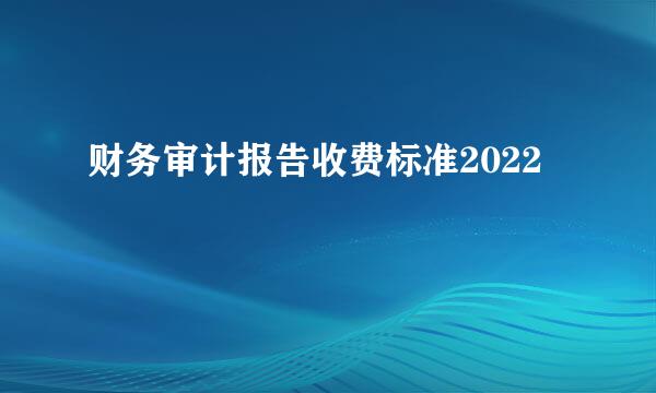 财务审计报告收费标准2022