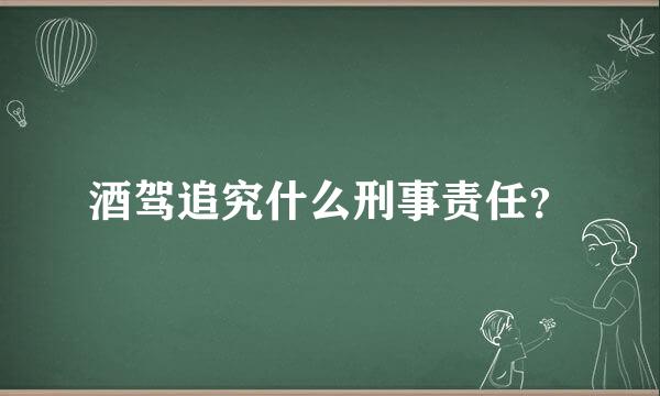 酒驾追究什么刑事责任？