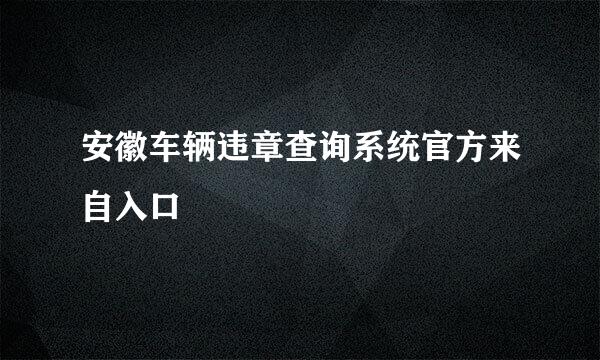 安徽车辆违章查询系统官方来自入口