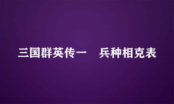 三国群英传一 兵种相克表