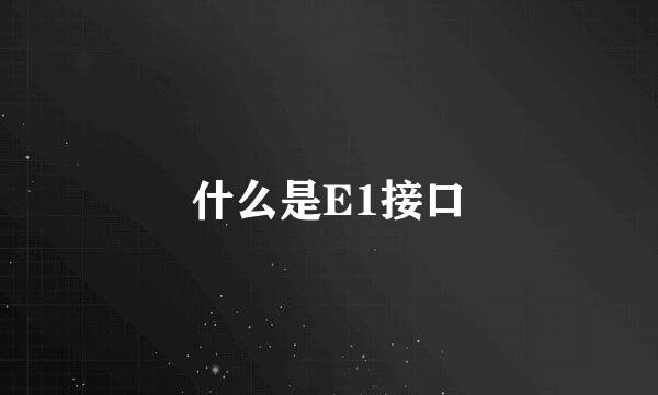 什么是E1接口