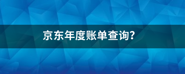 京东年度账单查询？