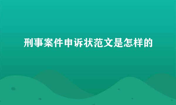 刑事案件申诉状范文是怎样的